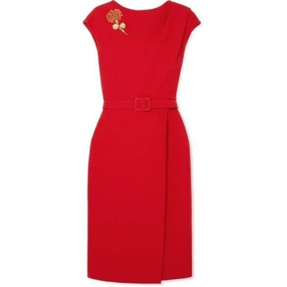 NWT. $2990 Oscar de la Renta Bateau Neckline Midi Length Dress Size:10 - Picture 3 of 13